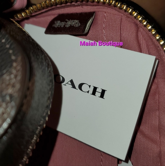 Coach Purse Signature Canvas Brown with pink Set NEW - Picture 17 of 17